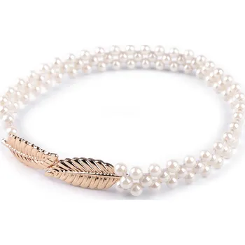 Příslušenství pro záclonu a závěs Dekorační úvaz perly na závěsy list, malé, perlová zlatá