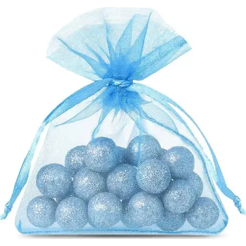 Dárková taška 25 ks Organza sáčky 8 x 10 cm - tyrkysové