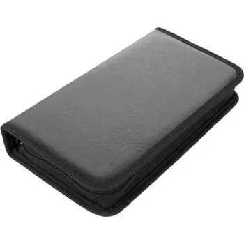 Přenosné pouzdro na 80 CD a DVD 28,5x15,5x4,8 cm Zipový držák na disky Oboustranná peněženka Úložné album na média Archivace disků