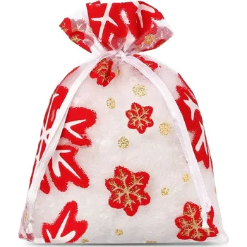 Dárková taška 10 ks Organza sáčky 9 x 12 cm - Vánoce / 1