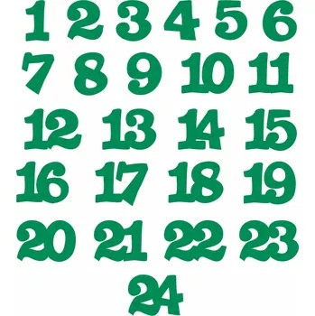 24 ks. Samolepicí čísla 1-24 - zelená