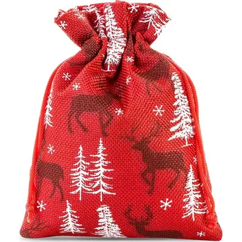 Party dekorace 3 ks Jutové pytle 22 x 30 cm - červené / sob