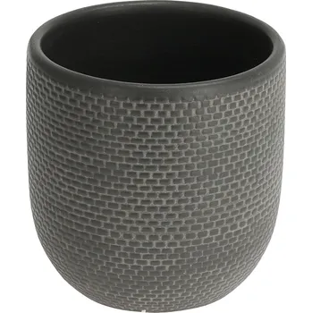 H&L Květináč Weave L (17,5x17,5x17 cm) – tmavěšedá, s matnou texturou
