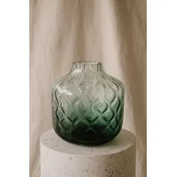 Váza House Doctor Váza Art Deco – zelená skleněná, 26 cm