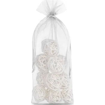 Dárková taška 10 ks Organza sáčky 13 x 27 cm - bíle