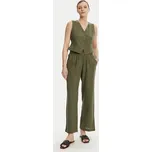 Vero Moda Kalhoty z materiálu Caia 10333796 Zelená Wide Leg XL