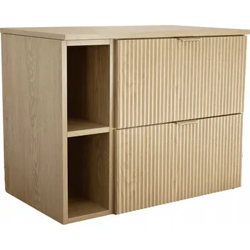 Koupelnový nábytek Skříňka pod umyvadlo s regálem, rýhované čelní plochy, dub Cremona 80 cm Willy
