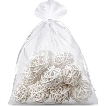 Dárková taška 5 ks Organzové pytle 35 x 50 cm - bílé