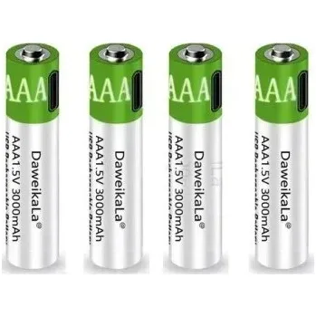 Článková baterie Dobíjecí baterie USB AAA 1,5V 3000mAh Li-ion 12ks s USB-C kabelem Pro Hračky Myši Ovladače Dlouhá Výdrž Rychlé Nabíjení Opakované Použití