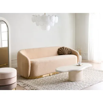 Pohovka Dvoumístná pohovka pro dva béžová buklé čalounění Minimalistický nábytek do obývacího pokoje Beliani