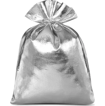 Dárková taška 10 ks Metalické sáčky 12 x 15 cm - stříbrné