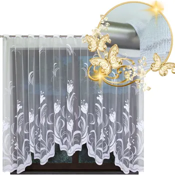 Obraz HOTOVÁ ZÁCLONA BÍLÁ ŽAKÁROVÁ BEZ ŽEHLENÍ S KOLEČKY 300x160 cm