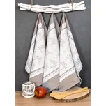 Kuchyňské utěrky EGYPTSKÁ BAVLNA FLOWERS, béžový květinový vzor, 3 kusy, 50x70cm