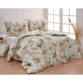 Povlečení Povlečení Matějovský ARMIDE, květinový vzor, béžové, bavlněný satén, digitál, 140x220cm + 70x90cm