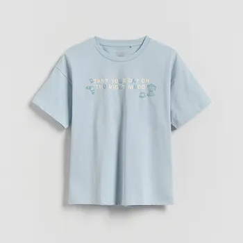 Dívčí tričko Reserved - Tričko s potiskem - bleděmodrá - 445FT-05X - 445FT-05X-164