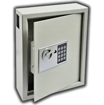 Trezor SKŘÍŇKA NA KLÍČE S KÓDEM, SEJF PRO 44 KLÍČŮ, BÍLÁ, CELOKOVOVÁ, 300x365x100 MM