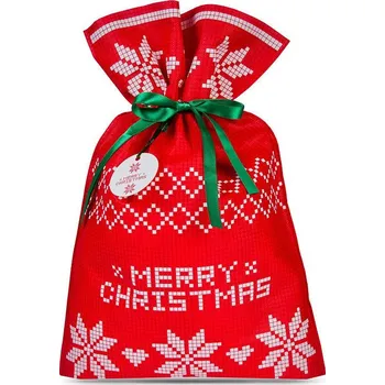 Vánoční dekorace Netkané pytle na Vánoční dárky 20 x 30 cm s potiskem - na drobné dárky zelené