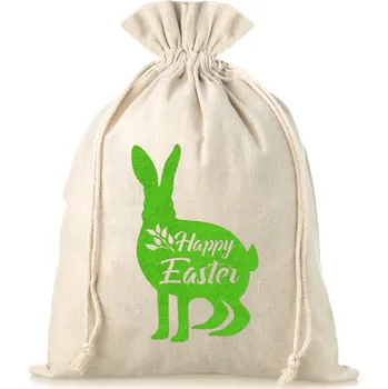 Velikonoční dekorace 1 ks Pytel z imitace lnu 30 x 40 cm - velikonoční - zajíček