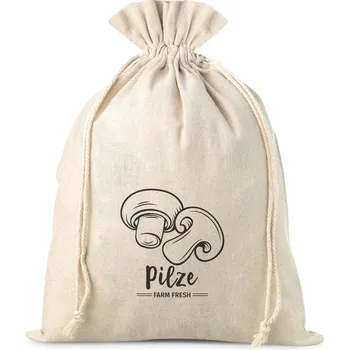 Sáček na potraviny 1 ks Pytel z imitace lnu s potiskem 30 x 40 cm - na houby (DE)