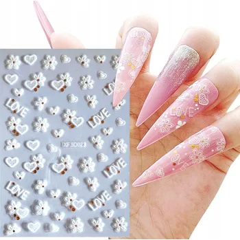 Samolepky na nehty - Vzory: Srdce, Svatba
