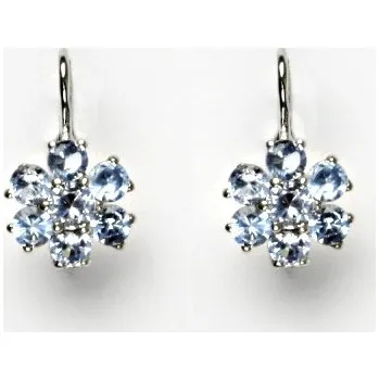 Náušnice Zlaté náušnice, kytička, modré zirkony, bílé i žluté zlato - VE 24
