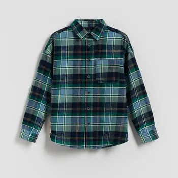 Chlapecká košile Reserved - Bavlněná kostkovaná košile - zelená - 045FO-77X - 045FO-77X-164