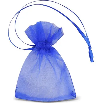 Dárková taška 25 ks Organza sáčky 7 x 9 cm (SDB) - modré