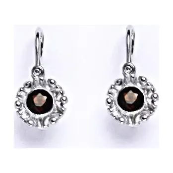 Náušnice Stříbrné náušnice kytičky dětské , přírodní granát - NK1345 (Dětské stříbrné náušnice s granátem)