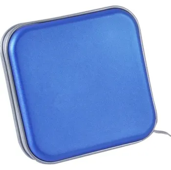 Přenosný obal na 40 CD a DVD Zipový úložný box Čtvercový organizér na disky Držák disků Domácí úschova CD Peněženka na disky Archivace modrá