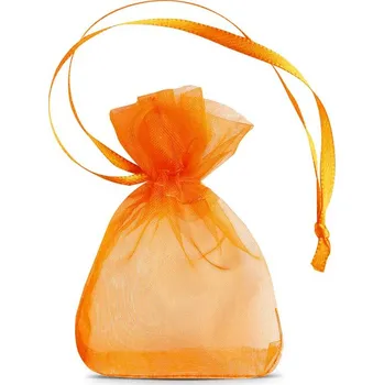 Dárková taška 25 ks Organza sáčky 7 x 9 cm (SDB) - oranžové