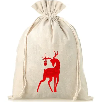 Pytle na odpadky 1 ks Pytel z imitace lnu s potiskem 30 x 40 cm - přírodní / Jelen