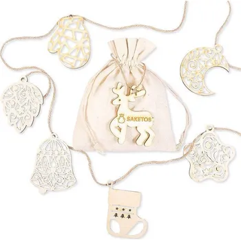 Vánoční ozdoba 8 ks. Dřevěné visačky - Vánoce