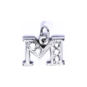 Přívěsek Stříbrný přívěsek písmeno M čiré zirkony - P1106 (Stříbrné písmenko M , abeceda)