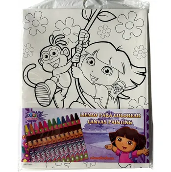 Textilie Omalovánka Malířské Plátno s předlohou pro děti, sada s pastelkami