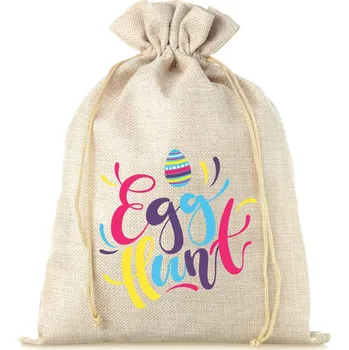 Party dekorace 1 ks Jutový pytel 30 x 40 cm s potiskem - vajíčka