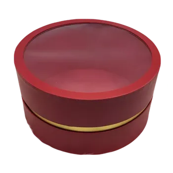 Dárková krabička Flowerbox kulatý menší s průhledným víkem 23 x 12 cm