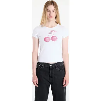 Dámské tričko Tričko GUESS Ss Wavy Cherry Logo R5 Tee White S