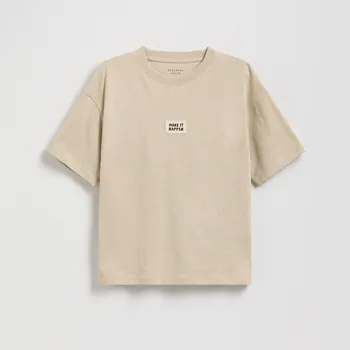 Dětská móda Reserved - Bavlněné tričko - tělová - 094FH-02X - 094FH-02X-U13