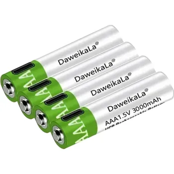 Článková baterie Dobíjecí baterie USB AAA 1,5V 3000mAh Li-ion 20ks s USB-C kabelem Pro Myši Hračky Ovladače Opakované Použití Rychlé Nabíjení Výhodná Sada