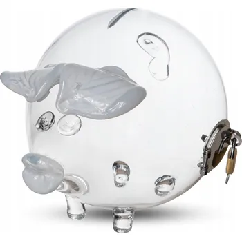 Pokladnička Pokladnička prasátko bílé uši s visacím zámkem VELKÁ dárek trezor na bankovky děti XXL