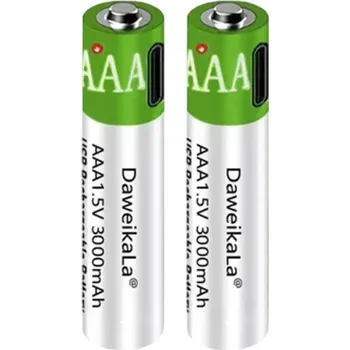 Článková baterie Dobíjecí baterie USB AAA 1,5V 3000mAh Li-ion 2ks s kabelem typu C Pro Myši Hračky Dálkové ovládání Vysoká Kapacita Opakované Použití