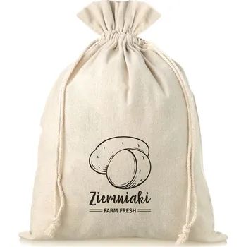 Sáček na potraviny 1 ks Pytel z imitace lnu s potiskem 35 x 50 cm - na brambory (PL)