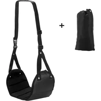 Cestovní opěrka nohou do letadla 43x19 cm Přenosná houpací síť s paměťovou pěnou Závěsná podpora nohou do letadla, auta, vlaku i kanceláře černá