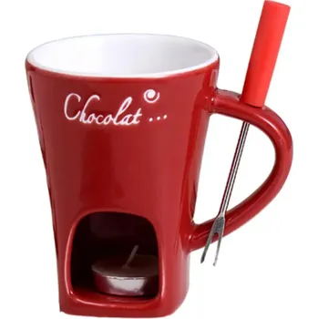 Keramický hrnek na fondue 200 ml červená