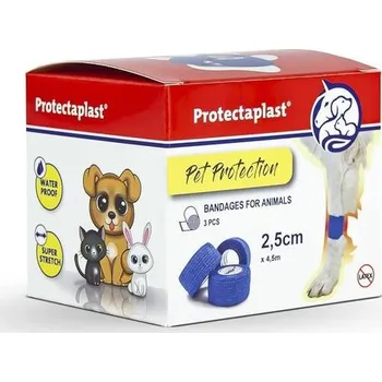 Protectaplast samolepicí obvazy 3 kusy pro domácí mazlíčky (2,5 cm x 4,5 m) - Samolepicí obvaz bez