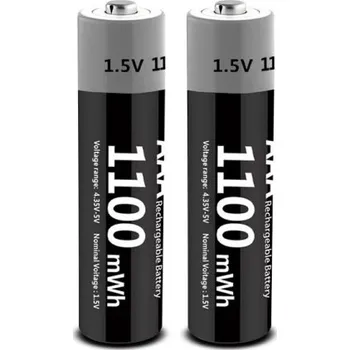 Článková baterie Sada 2 ks dobíjecích AAA baterií 1100mWh Lithium-iontové USB-C nabíjení Úsporná alternativa Opakované použití Kompaktní a ekologické řešení