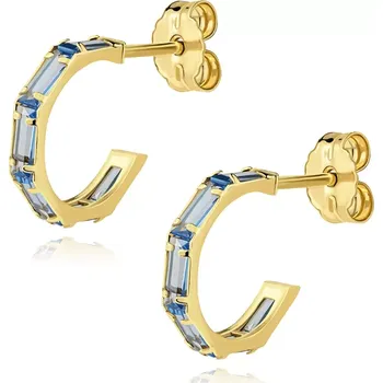 Náušnice Náušnice ze 14K zlata se světle modrými zirkony v otevřeném kruhu