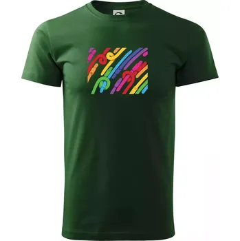 Pánské tričko Žížaly pruhy (Alexis Citrine) - Triko extra velké (5-8XL) - 7XL ( Lahvově zelená )