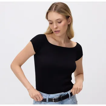 Dámský svetr Reserved - Žerzejová halenka - černý - YR626-99X - YR626-99X-M