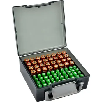 Úložný box Držák na baterie pro 32x AA a 40x AAA baterií Neutrální barvy Úložný organizér s přihrádkami pro bezpečné a přehledné skladování baterií černá